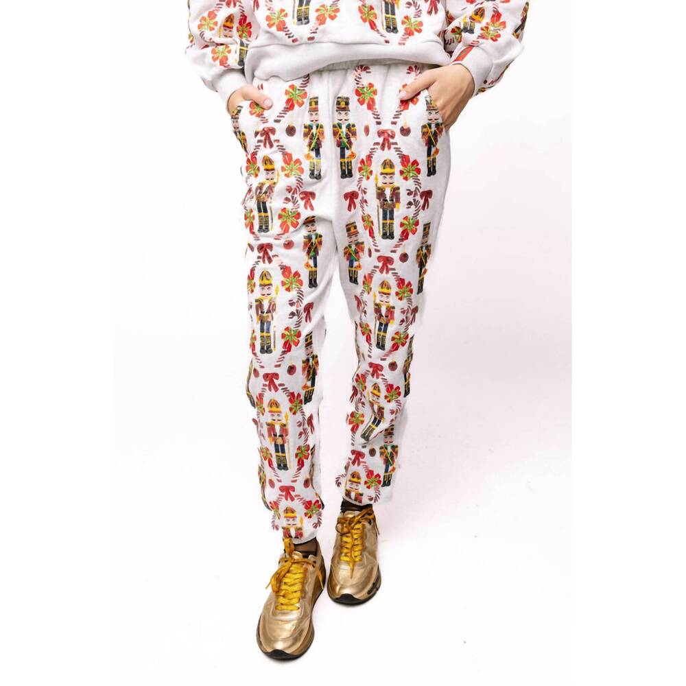 NEW QUEEN OF SPARKLES nutcracker and candy cane pants in grey